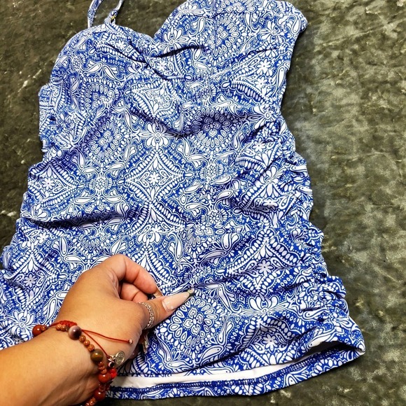 Helen Jon Blue Paisley Print 2 Piece Swimsuit - Picture 7 of 14